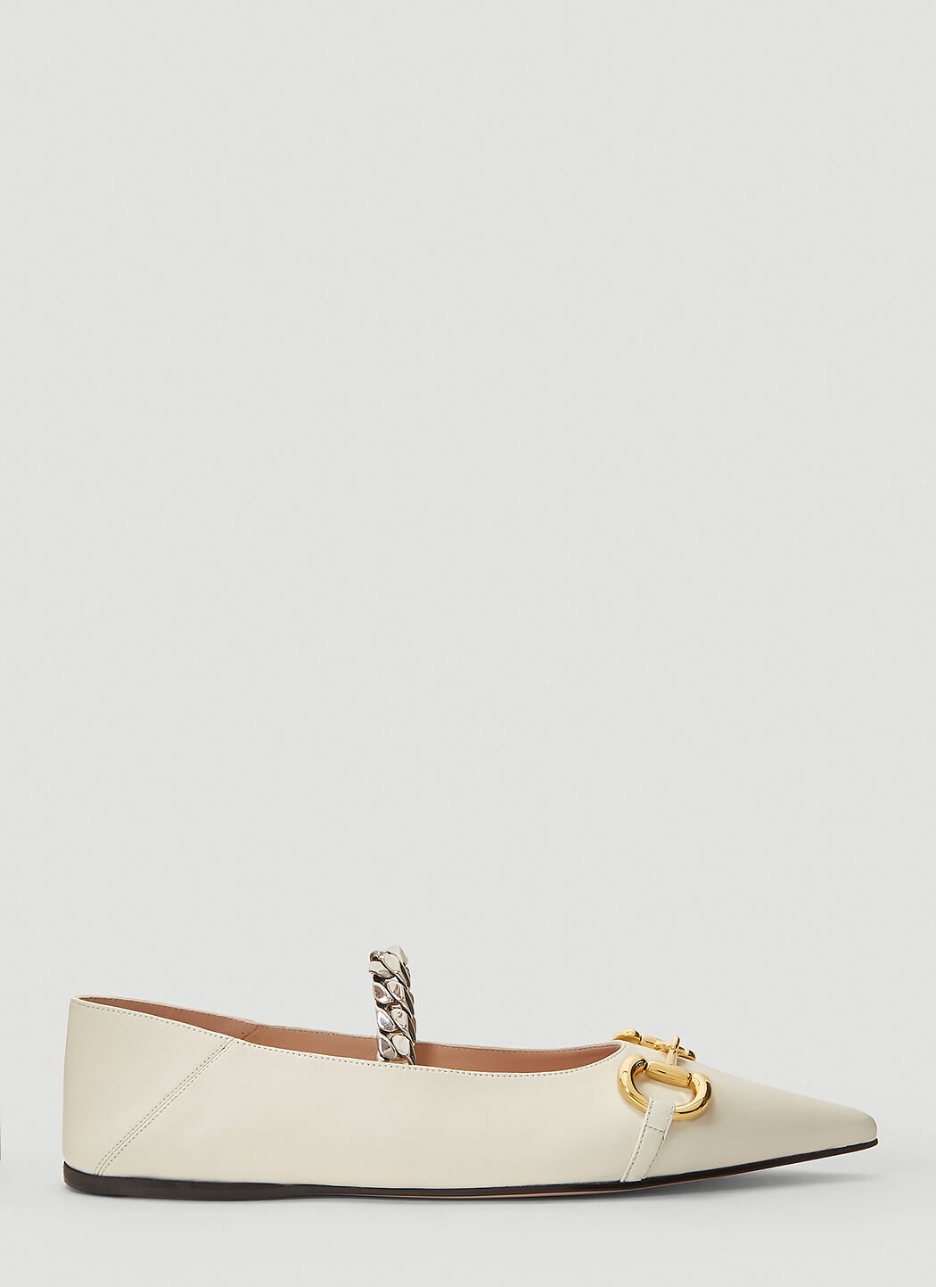 Gucci Horsebit Ballerina Flats in White LN CC