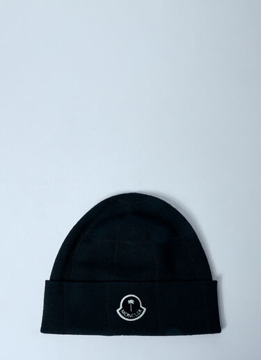 8 Moncler Palm Angels Logo Patch Beanie Hat Black mpa0359007