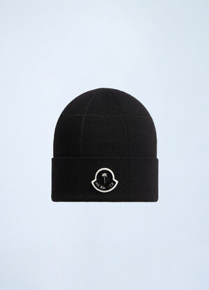 8 Moncler Palm Angels Logo Patch Beanie Hat Black mpa0259001