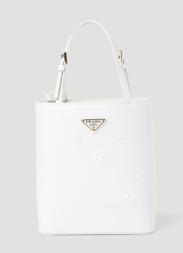 Prada Flower Embossed Mini Tote Bag White pra0254055