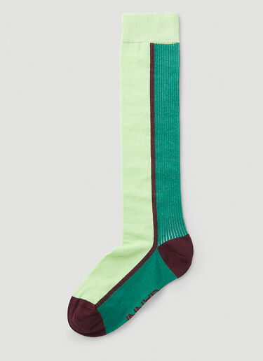 GANNI Colour Block Knee Socks Green gan0247064
