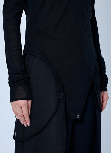 LN-CC® - LIMI Feu: Rib Knit And Tulle Layered Bodysuit - Black LIMI Feu Rib Knit And Tulle Layered Bodysuit Black lmf0263006