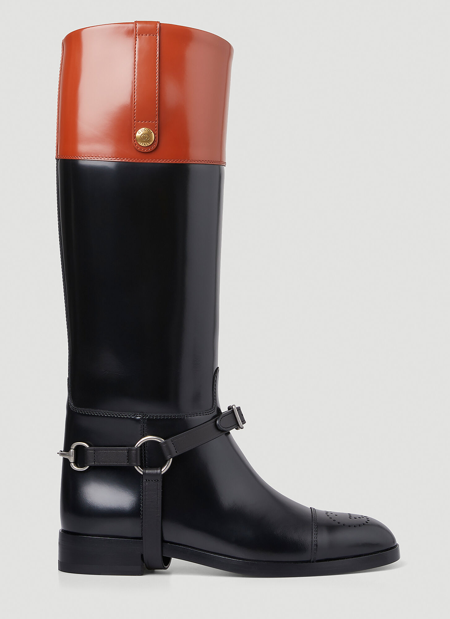 Shop Gucci Zelda Harness Knee High Riding Boots In Black