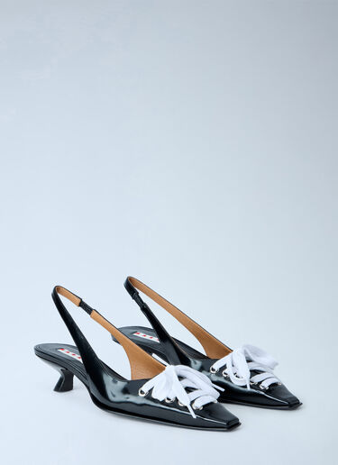LN-CC® - Marni: Slingback Kitten Heel Pumps - Black Marni Slingback Kitten Heel Pumps Black mni0265017