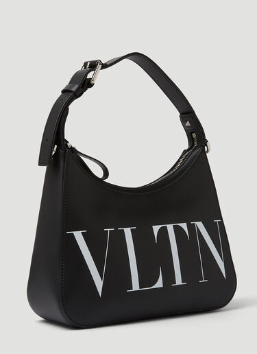Valentino Logo Print Small Hobo Handbag Black val0149034