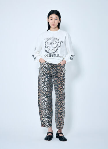GANNI Leopard Stary Jeans Brown gan0259076