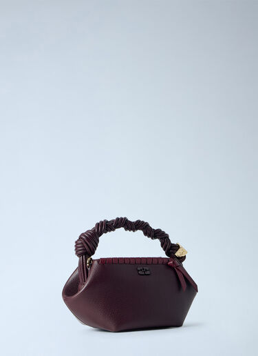 LN-CC® - GANNI: Bou Mini Tressé Handbag - Burgundy GANNI Bou Mini Tressé Handbag Burgundy gan0266020