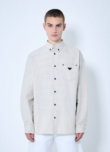 Prada Cotton-And-Linen-Blend Shirt Beige pra0160008