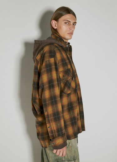Maison Mihara Yasuhiro フード付きレイヤードシャツ	 イエロー mmy0154007