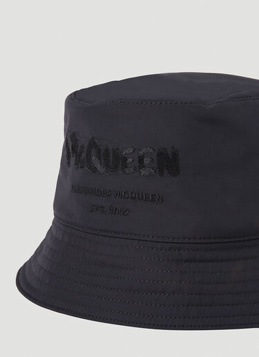 Alexander McQueen 徽标刺绣渔夫帽 黑色 amq0151112