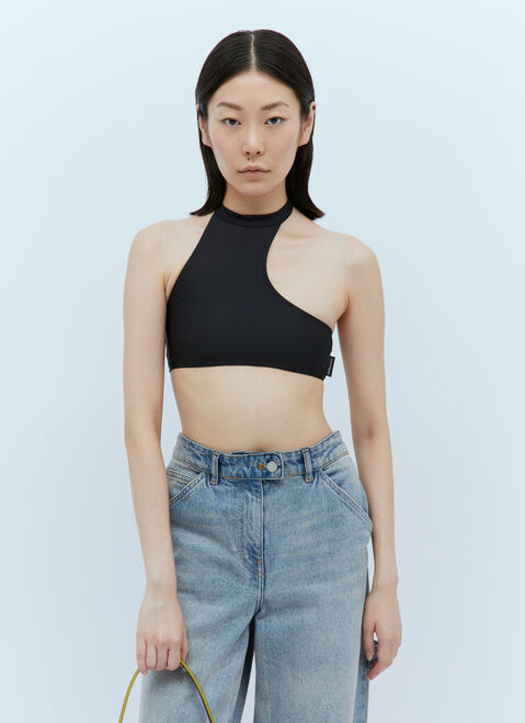 Courrèges 트위스트 홀터넥 비키니 탑 블랙 cou0254014