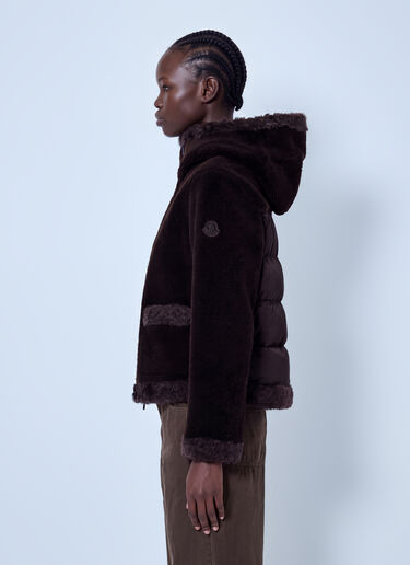 LN-CC® - Moncler: Leuctre Hooded Shearling Short Down Jacket - Dark Brown Moncler Leuctre Hooded Shearling Short Down Jacket Dark Brown mon0266024