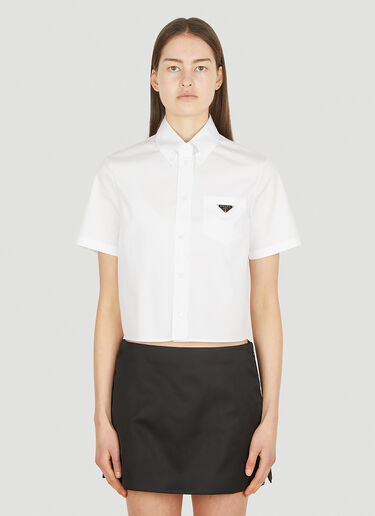 Prada 徽标铭牌短款衬衫 白色 pra0252003
