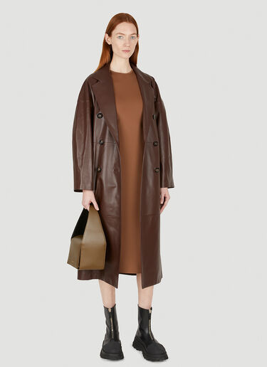 Max Mara Ussuri Leather Trench Coat Brown max0249011