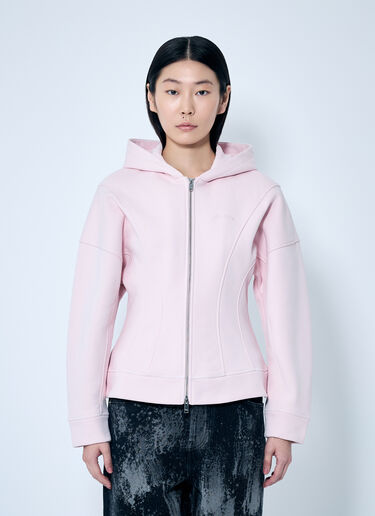 GANNI Fleece Zip Hooded Sweatshirt Pink gan0259039