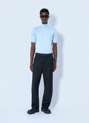 Prada Ribbed Turtleneck T-Shirt Blue pra0165002