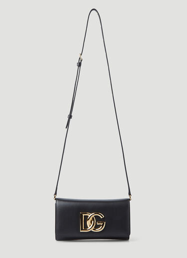Dolce & Gabbana ロゴプレートロングショルダーバッグ ブラック dol0246072
