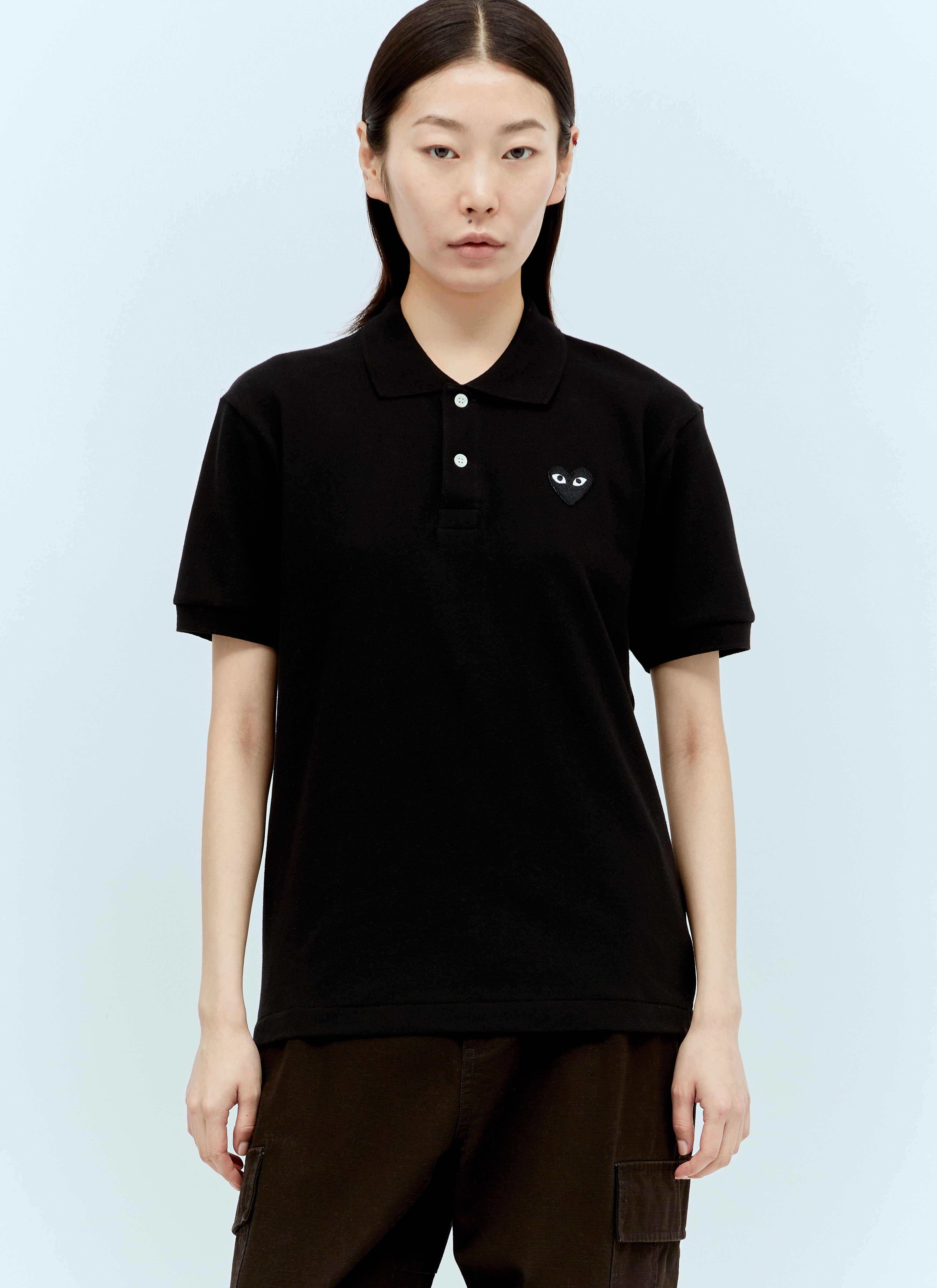 Comme Des Garcons PLAY Logo Patch Polo Shirt en Black pour femme LN CC
