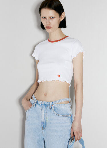 Alexander Wang Lettuce-Hem Crop Top White awg0255031