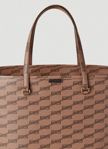 Balenciaga Signature Monogram Shopper Tote Bag Brown bal0251076