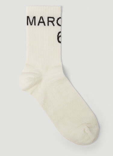 MM6 Maison Margiela Logo Socks White mmm0149014