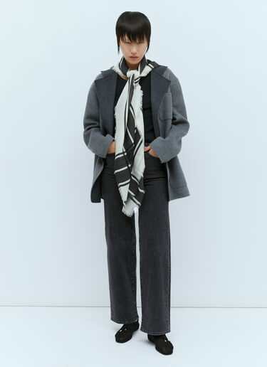 Wool And Silk Check Scarf TOTEME Wool And Silk Check Scarf Black tot0256023