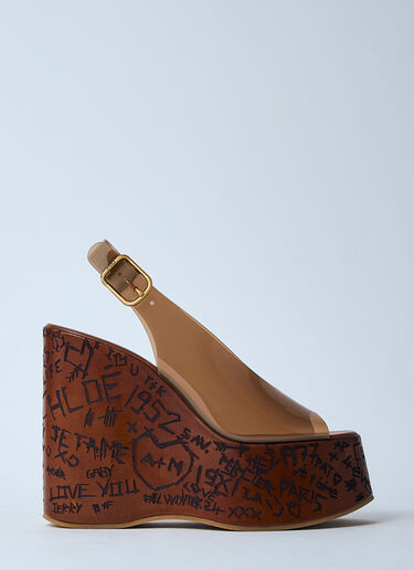 Chloé Maxime Wedge Sandals Brown chl0260016