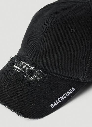 Balenciaga Distressed Brim Baseball Cap Black bal0153044