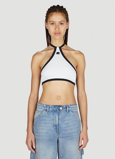 Courrèges Embroidered Logo Halter Top White cou0251034