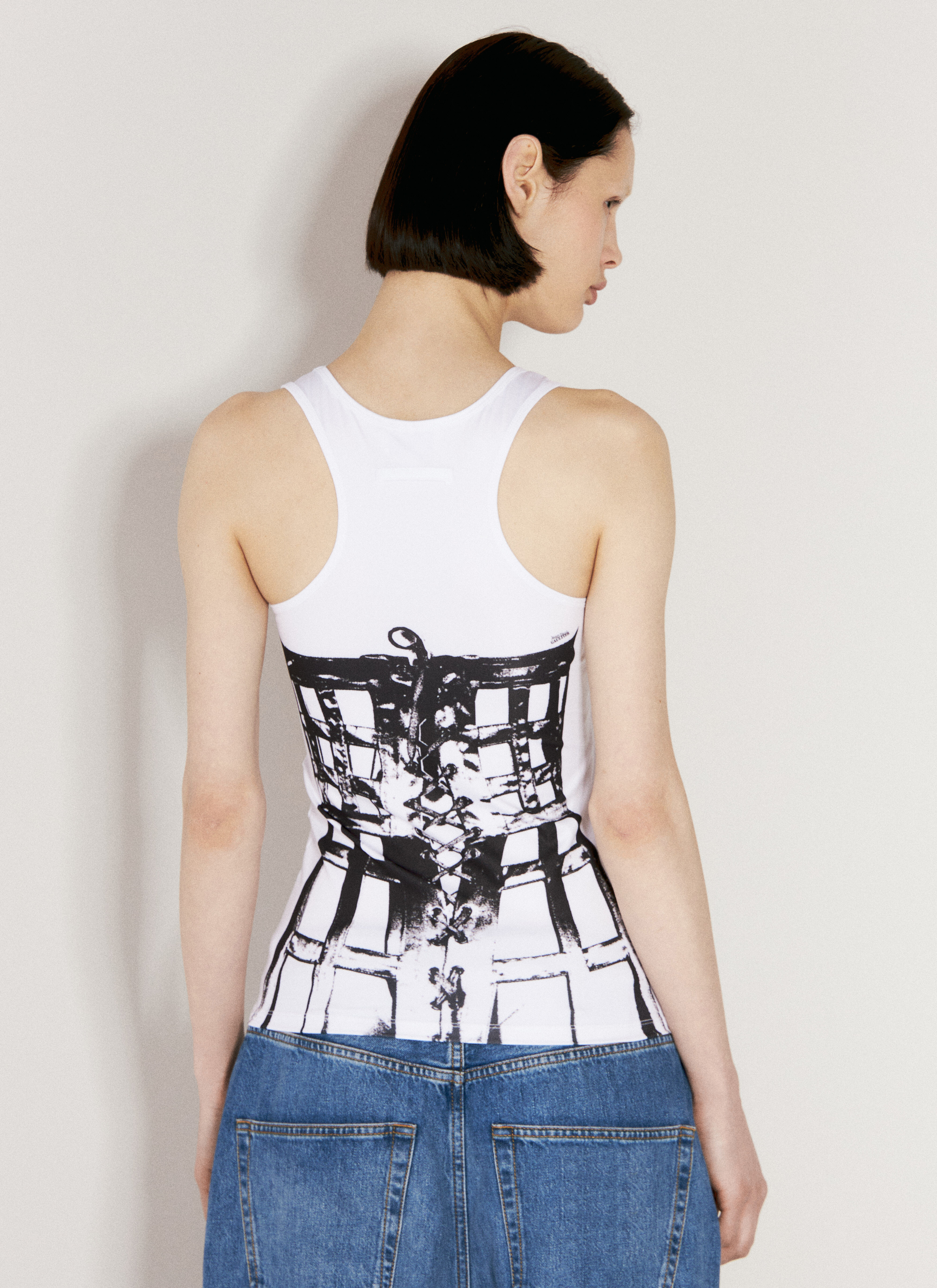 Jean Paul Gaultier Women's' Cage Trompe L'oeil Tank Top in White