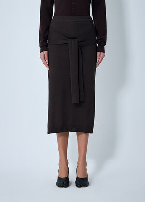 Lemaire Trompe L’Oeil Midi Skirt Brown lem0262009