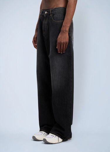 Palm Angels Curved Logo Loose Jeans Black pma0164151