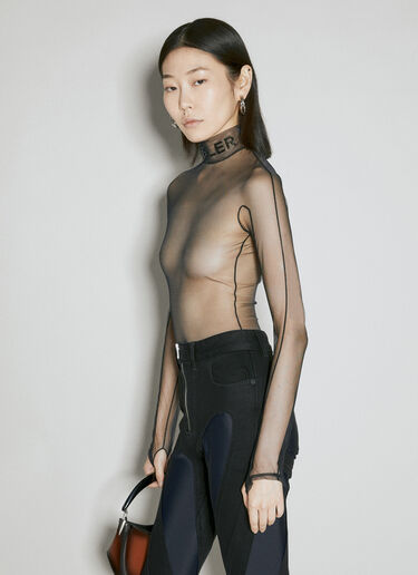 ハイネックロゴボディスーツ Mugler ハイネックロゴボディスーツ ブラック mug0254009