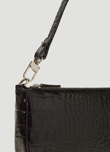 BY FAR Rachel Crocodile Embossed Shoulder Bag Black byf0242002