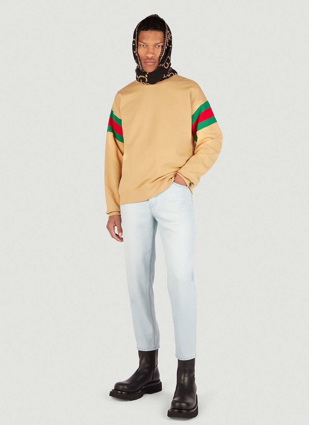 Gucci Web Sleeve Sweatshirt in Beige LN CC