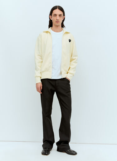 Comme Des Garçons PLAY 徽标贴饰拉链运动衫  米色 cpl0355026
