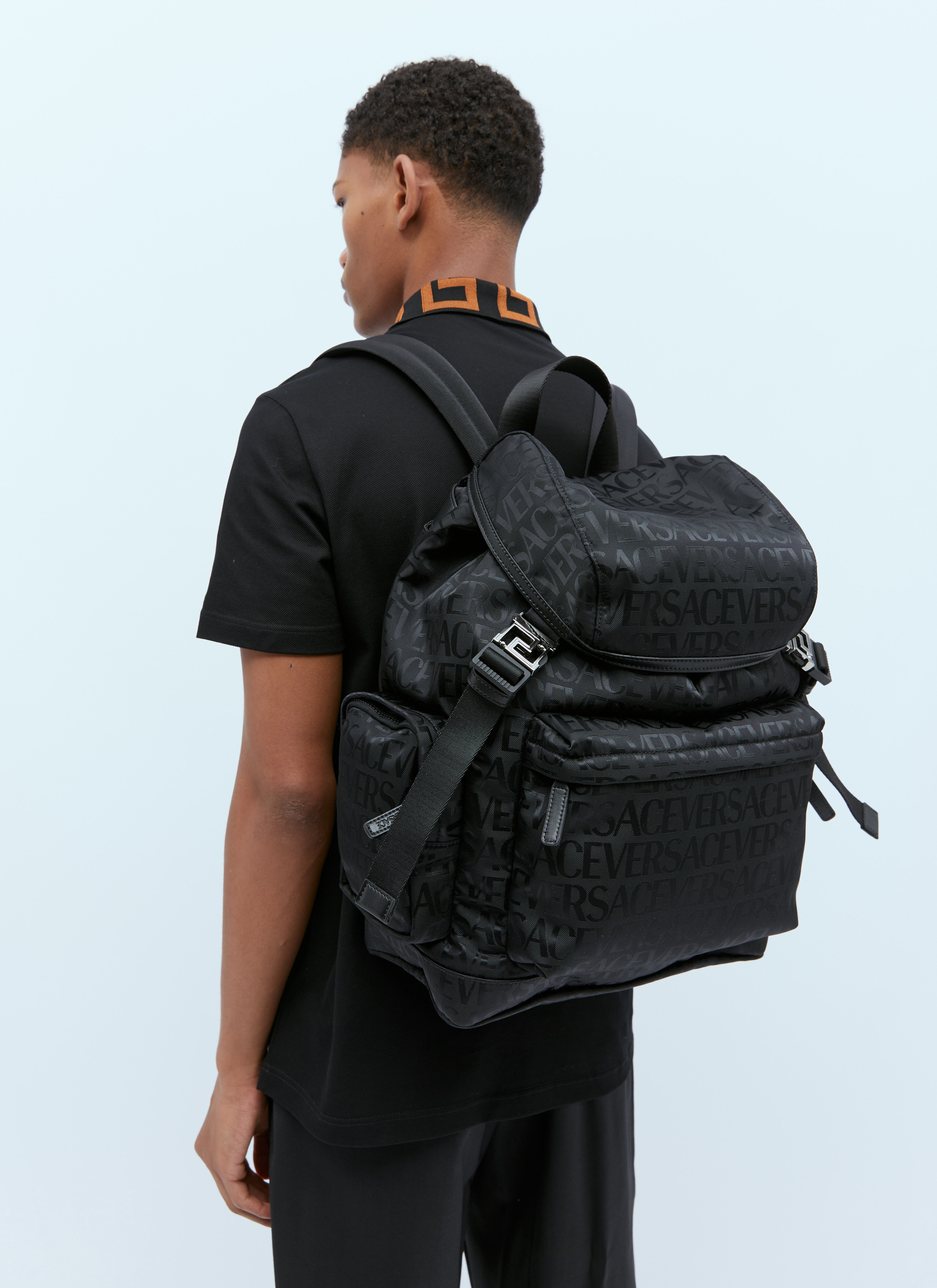 Saint Laurent Logo Jacquard Backpack Black sla0154043