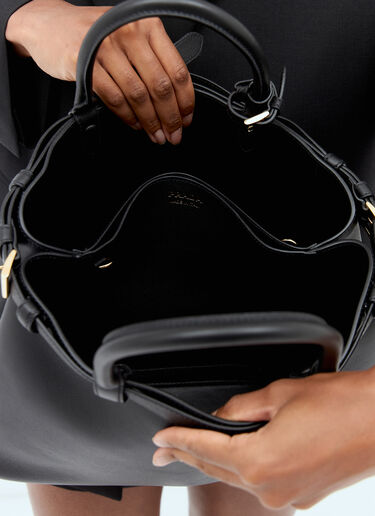 Prada Buckle Medium Leather Handbag Black pra0258039