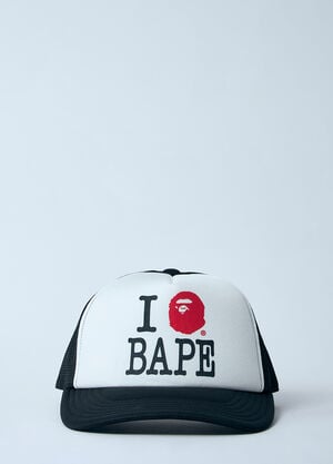 A BATHING APE® ロゴプリント ベースボールキャップ  ブラック aba0158006