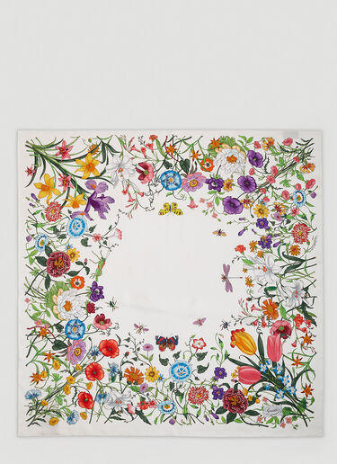 Gucci Floral Silk Scarf White guc0251299