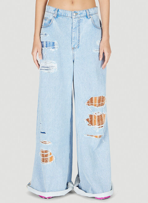 Marni 디스트레스트 패치 진 블랙 mni0147020