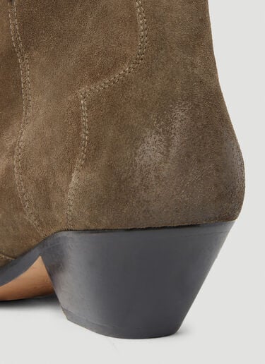 Isabel Marant Dewina Suede Cowboy Ankle Boots Khaki ibm0253026