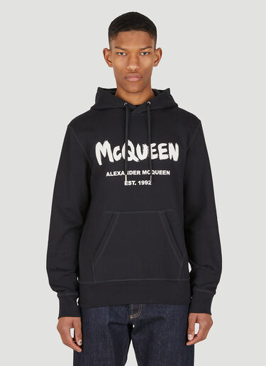 Alexander McQueen 涂鸦徽标连帽卫衣 黑色 amq0147021