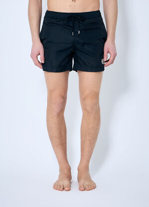 Moncler Logo Patch Swim Shorts Black mon0159035