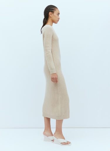 Max Mara One-Sleeve Rib Maxi Dress Beige max0254048