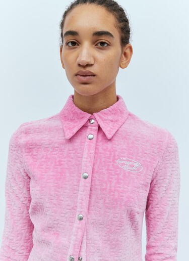 Logo Embossed Velvet Shirt Diesel Logo Embossed Velvet Shirt Pink dsl0253005