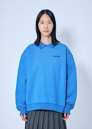 Miu Miu Logo Motif Sweatshirt Light Blue miu0265008