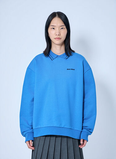 LN-CC® - Miu Miu: Logo Motif Sweatshirt - Light Blue Miu Miu Logo Motif Sweatshirt Light Blue miu0265008