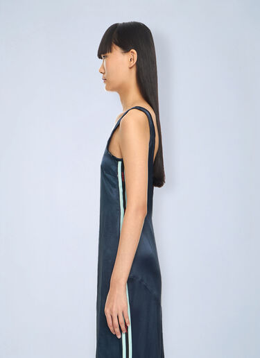 LN-CC® - Off-White: Satin Backless Midi Dress - Blue Off-White Satin Backless Midi Dress Blue ofw0264046
