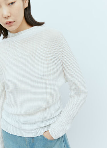 Issey Miyake Pleated Long Sleeve Top White ism0255016